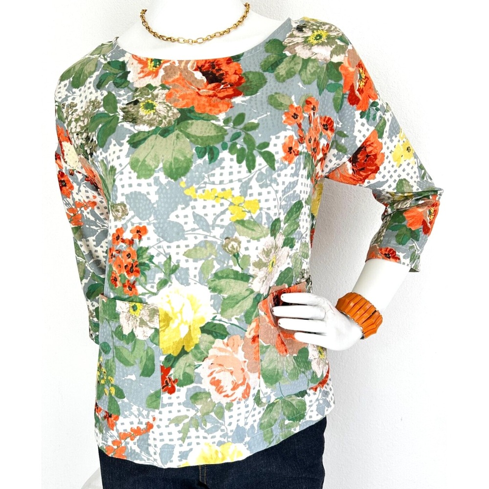 Anthropologie HD in Paris Bloomfield Floral Blouse Top Pockets S EUC Whimsical